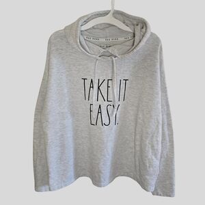 Rae Dunn Take It Easy Hoodie Women’s Size Small Gray Cozy Lightweight Pullover